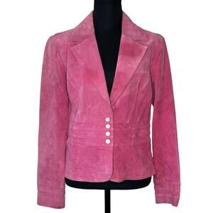 Live A Little Women’s Suede Tailored Blazer Pink | Size Medium